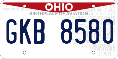 OH license plate GKB8580