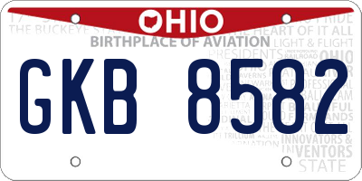 OH license plate GKB8582