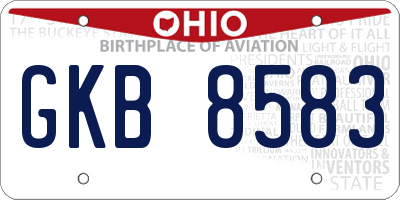 OH license plate GKB8583