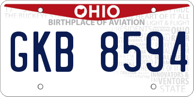 OH license plate GKB8594