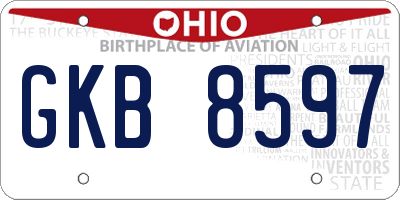 OH license plate GKB8597