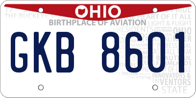 OH license plate GKB8601