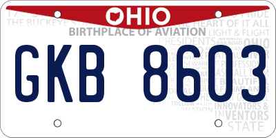 OH license plate GKB8603