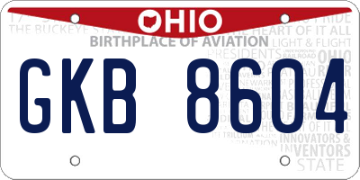 OH license plate GKB8604