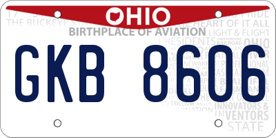 OH license plate GKB8606