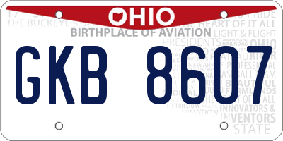 OH license plate GKB8607