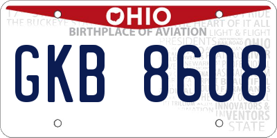 OH license plate GKB8608