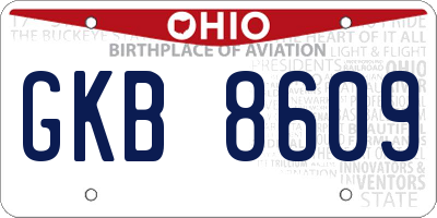 OH license plate GKB8609