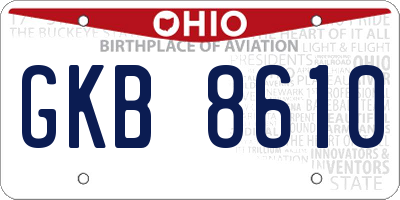OH license plate GKB8610