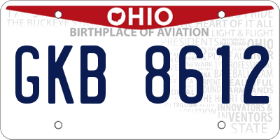 OH license plate GKB8612