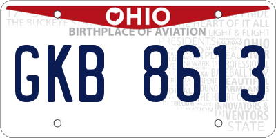 OH license plate GKB8613