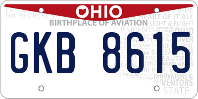 OH license plate GKB8615