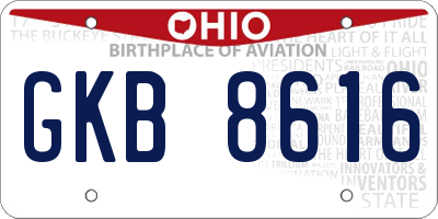 OH license plate GKB8616