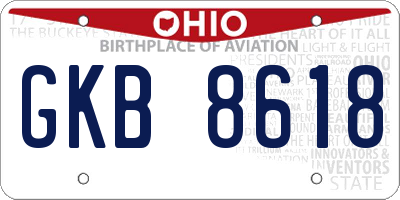 OH license plate GKB8618
