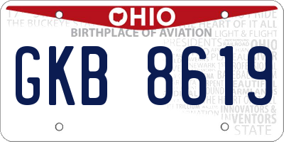 OH license plate GKB8619