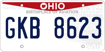 OH license plate GKB8623