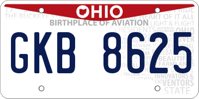 OH license plate GKB8625