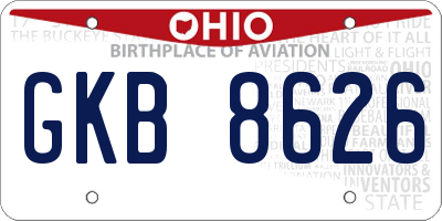 OH license plate GKB8626