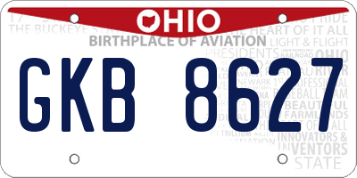 OH license plate GKB8627