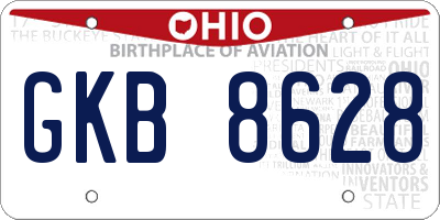OH license plate GKB8628