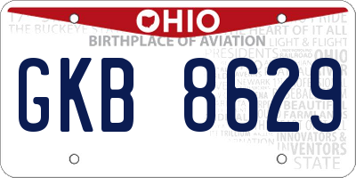OH license plate GKB8629