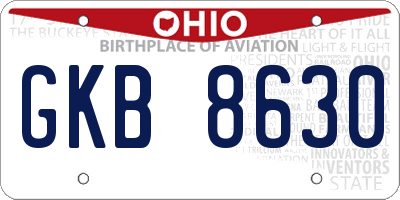 OH license plate GKB8630