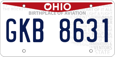 OH license plate GKB8631