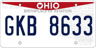 OH license plate GKB8633