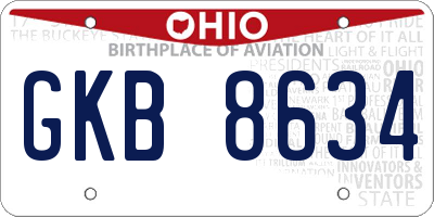 OH license plate GKB8634