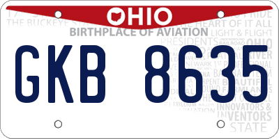 OH license plate GKB8635