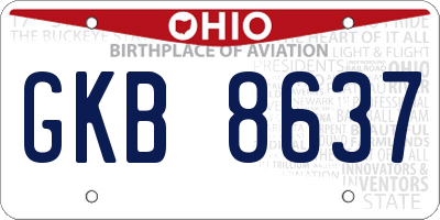 OH license plate GKB8637