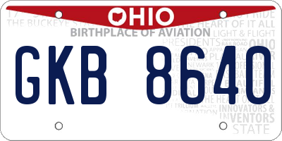 OH license plate GKB8640