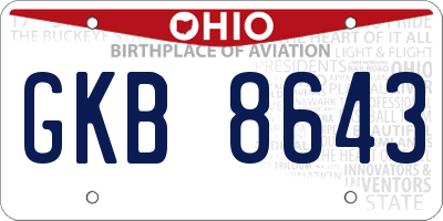 OH license plate GKB8643