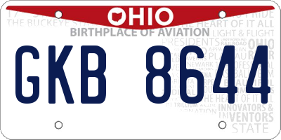 OH license plate GKB8644