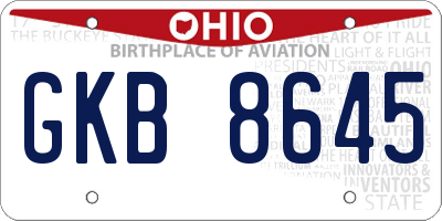 OH license plate GKB8645
