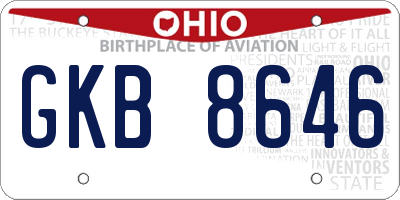 OH license plate GKB8646