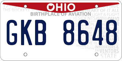 OH license plate GKB8648
