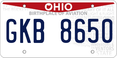 OH license plate GKB8650