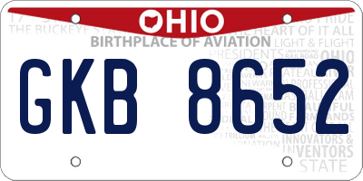 OH license plate GKB8652