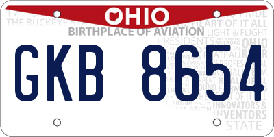 OH license plate GKB8654