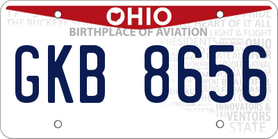 OH license plate GKB8656