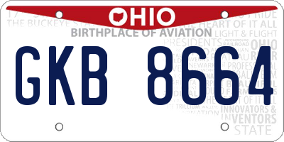 OH license plate GKB8664