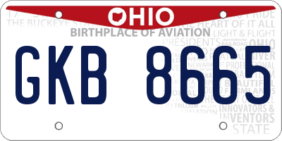 OH license plate GKB8665