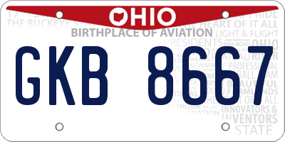 OH license plate GKB8667