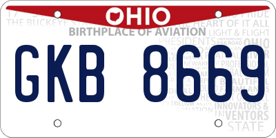 OH license plate GKB8669