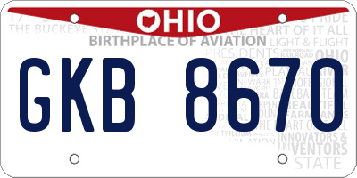 OH license plate GKB8670