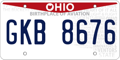 OH license plate GKB8676