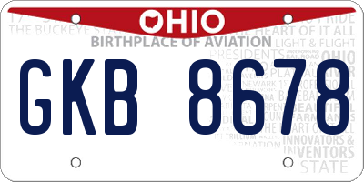 OH license plate GKB8678