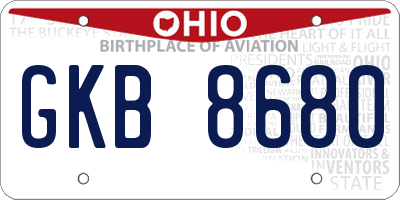 OH license plate GKB8680