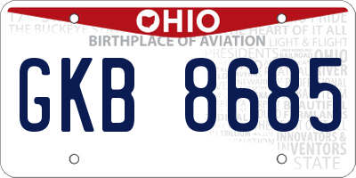 OH license plate GKB8685